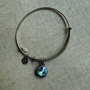 Alex and Ani Silver Blue Heart Charm Bracelet